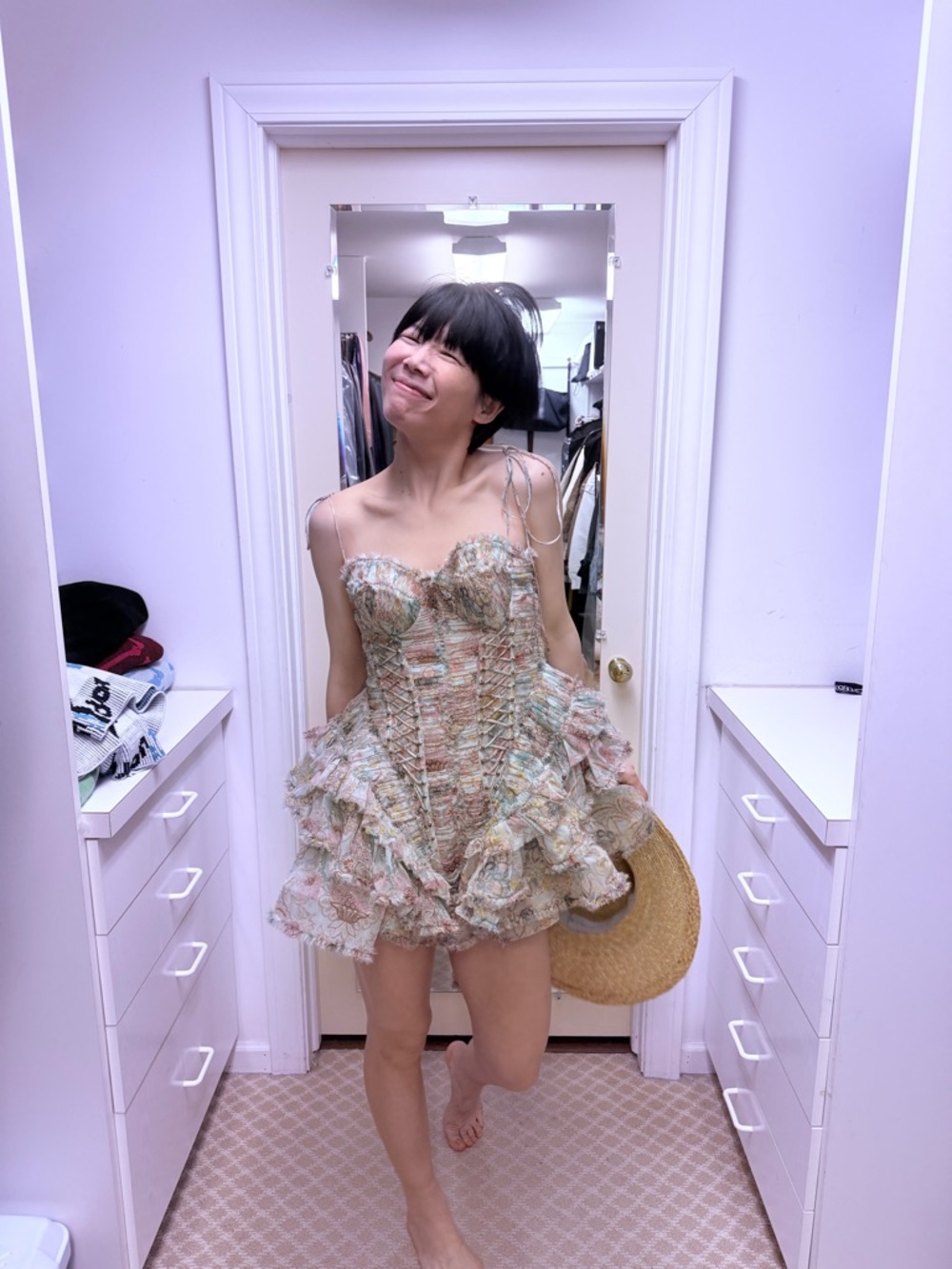 NWOT Zimmermann Floral Ruffle Corset Mini Dress in Pastel Pink, Size AU 2 = M - Picture 2 of 9
